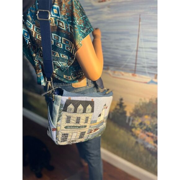 Lidia’s Bags Nautical Coastal Tapestry Crossbody Bag Multicolor Medium (C808-22) - Picture 3 of 4